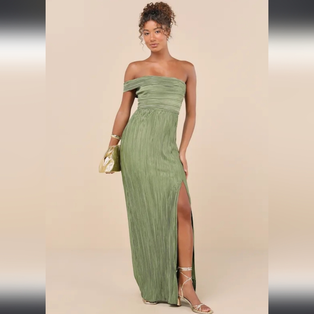 Olive Green One Shoulder Dress